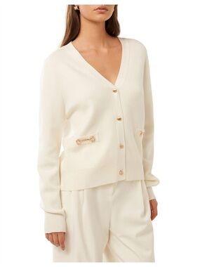 Ever New Eve Ivory  V-Neck Button Cardigan, size S